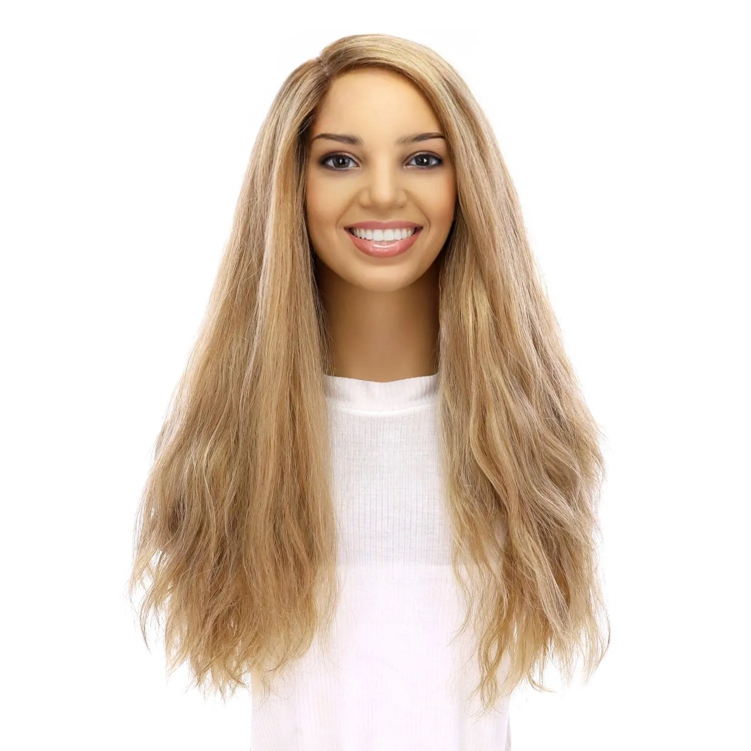 24" Gisele Silk Top Wig Ash Blonde Wavy