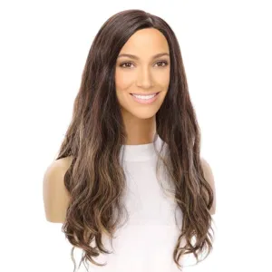 24" Gisele Silk Top Wig Dark Brown Balayage Wavy