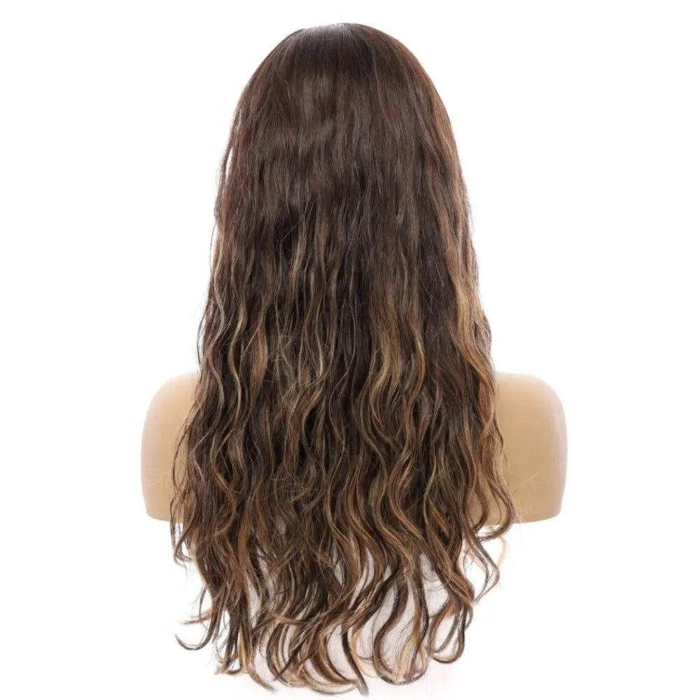 24" Gisele Silk Top Wig Dark Brown Balayage Wavy