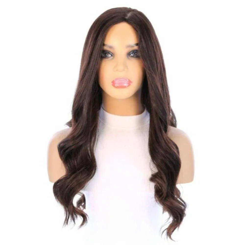 26" Amber Silk Top Wig Dark Brown