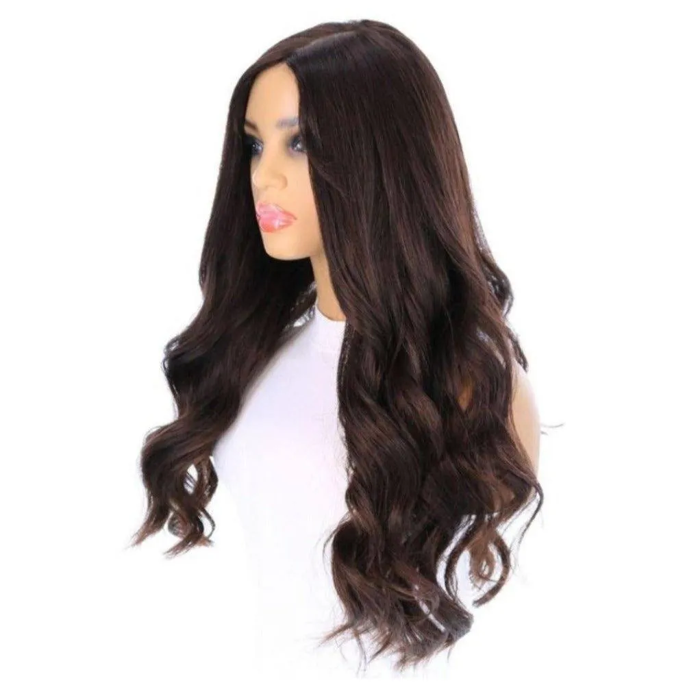 26" Amber Silk Top Wig Dark Brown