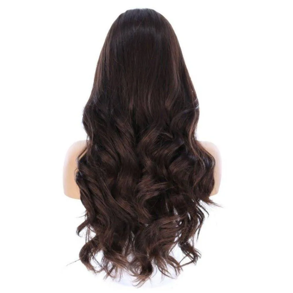 26" Amber Silk Top Wig Dark Brown