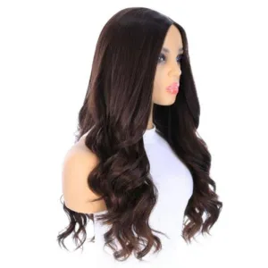 26" Amber Silk Top Wig Dark Brown