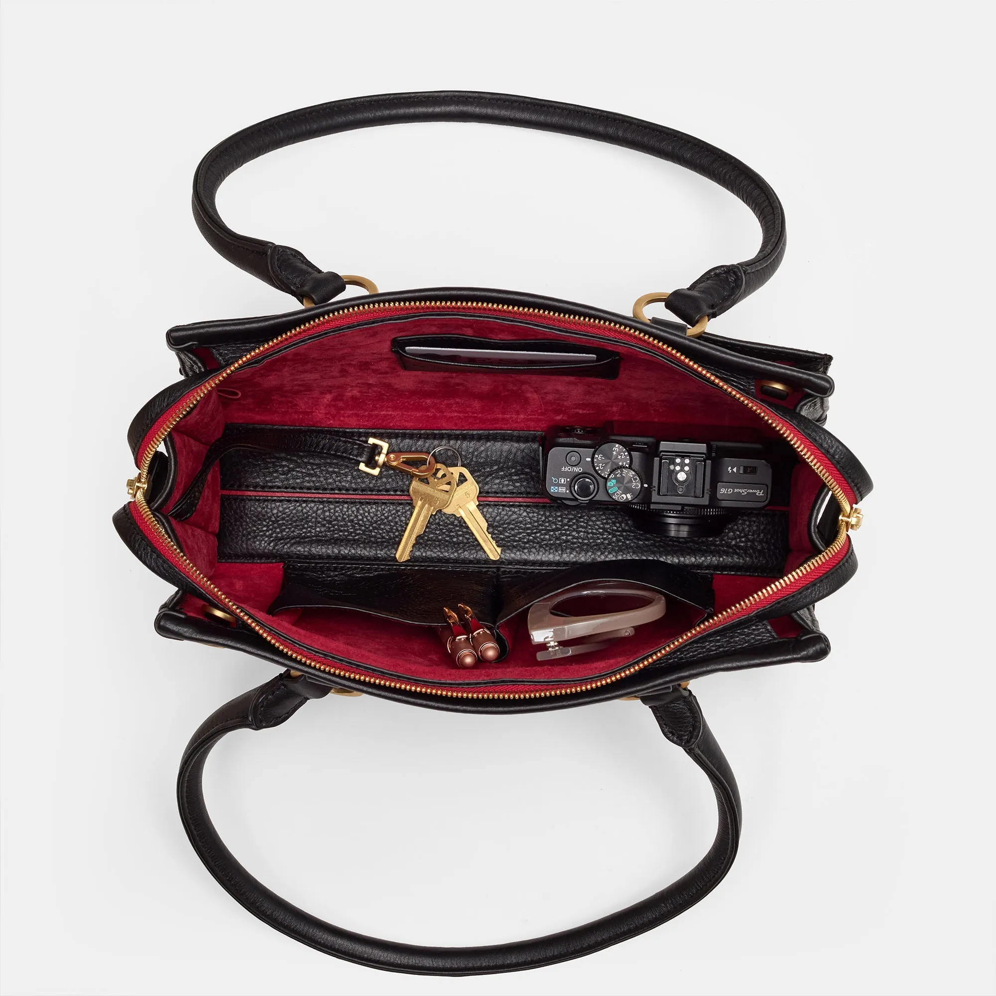 Allen | Black/Brushed Gold Red Zip | Med