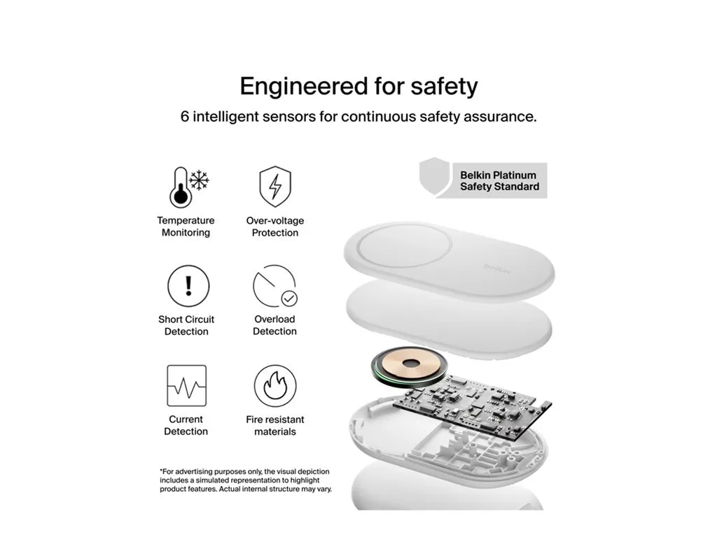 Belkin - Wireless charging stand - magnetic, foldable, with Qi2   AC power adapter - 15 Watt - Fast Charge - white WIZ028TTWH