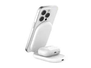 Belkin - Wireless charging stand - magnetic, foldable, with Qi2   AC power adapter - 15 Watt - Fast Charge - white WIZ028TTWH