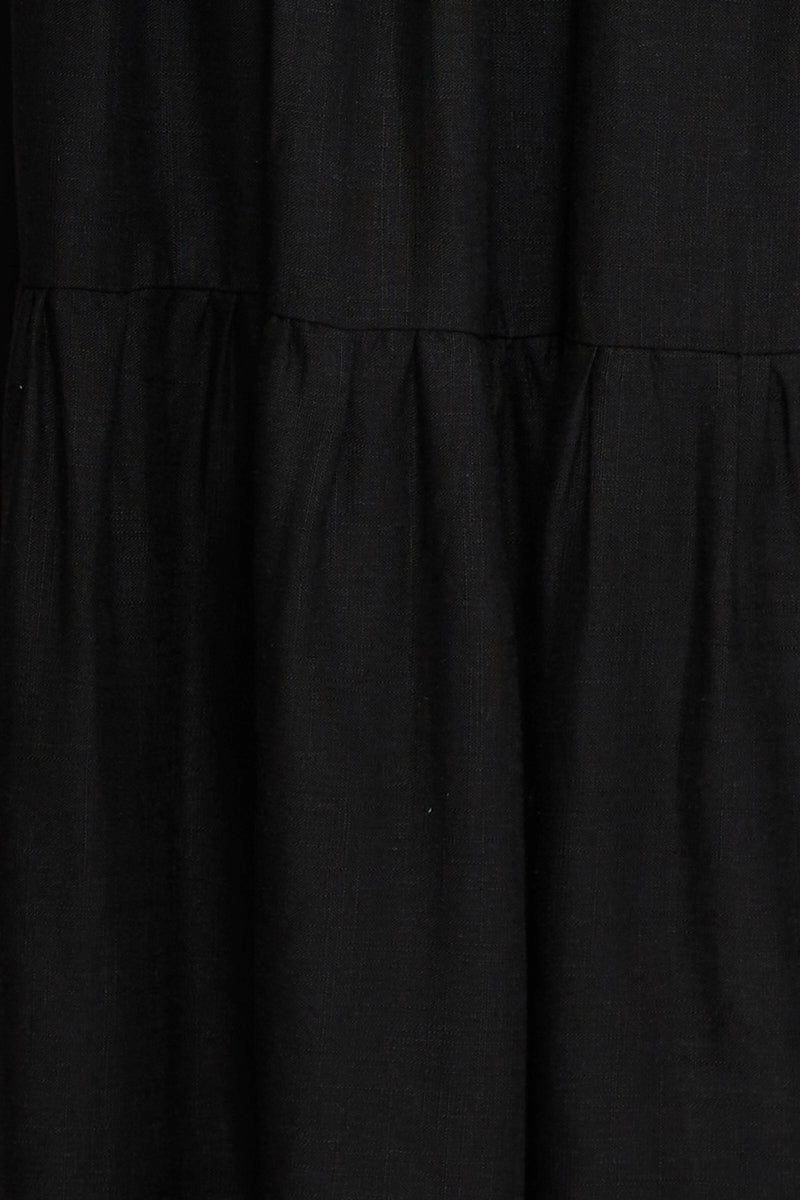 Black Maxi Skirt High Rise Linen Blend