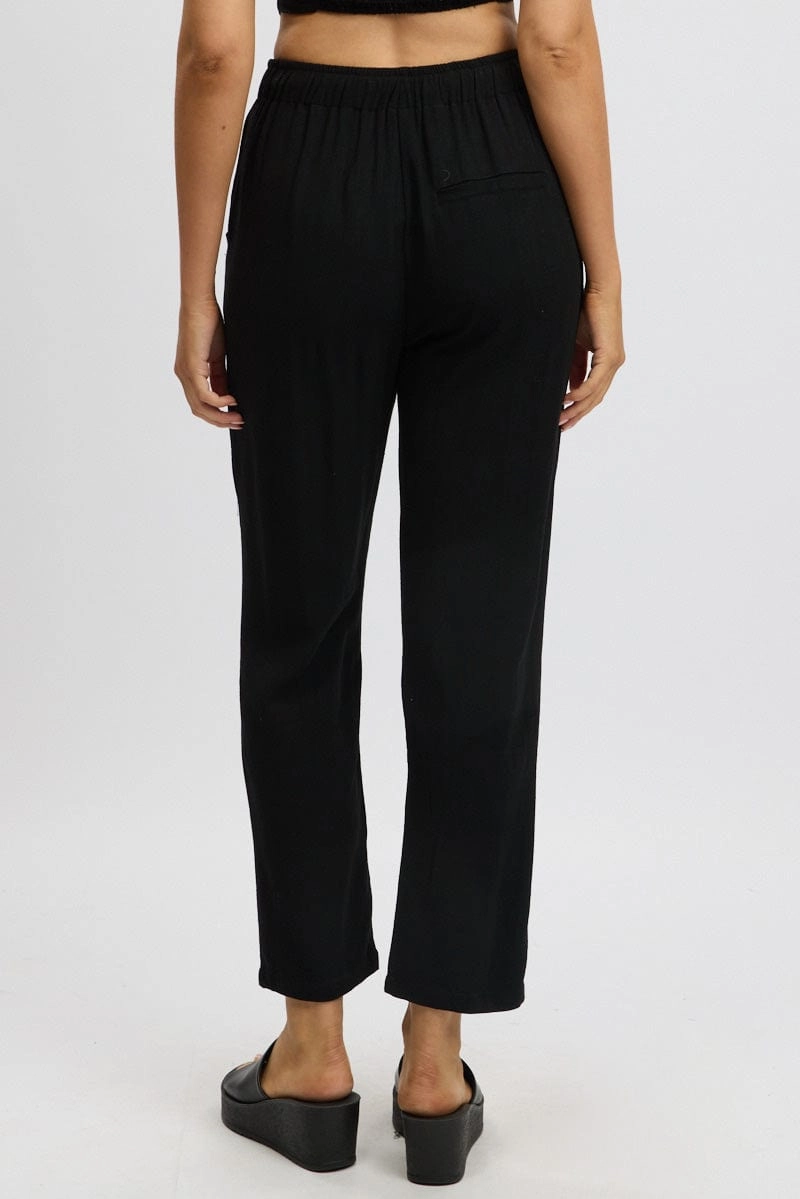 Black Tapered Pants Elasticated Waist