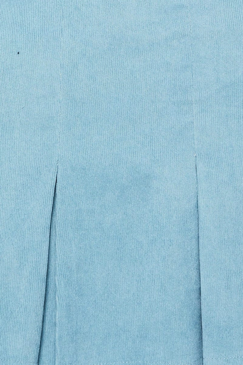 Blue Cord Pleated Tennis Skirt