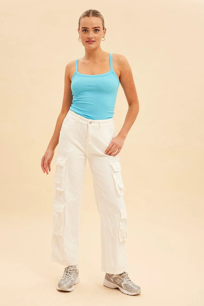 Blue Prea Bind Detail Singlet