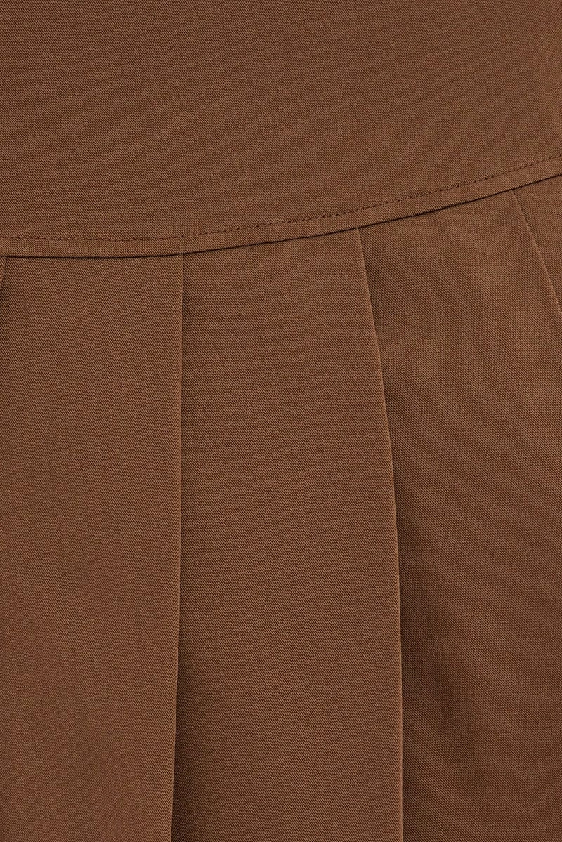 Brown Tie Front Tennis Mini Skirt