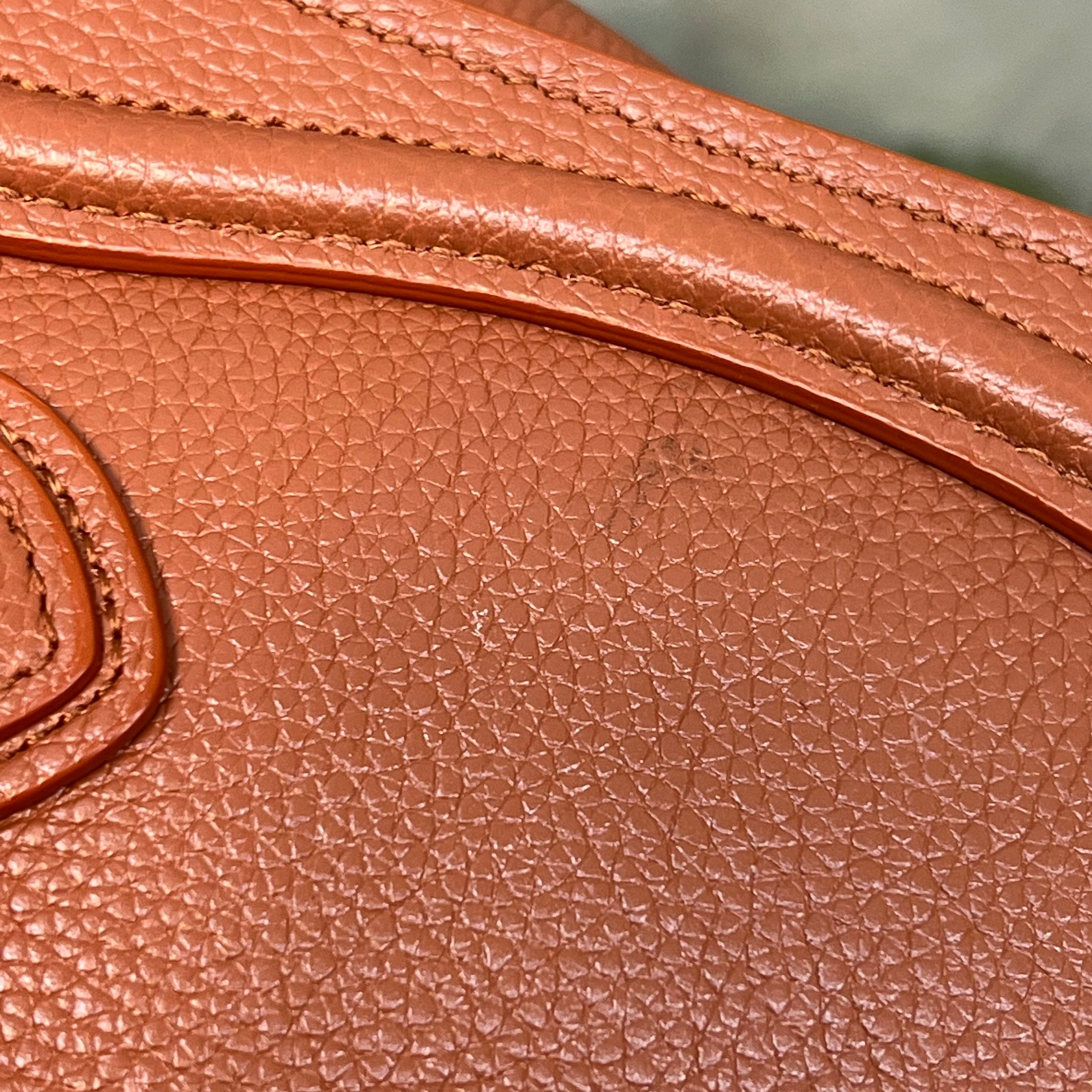 CELINE Luggage Nano Deep Salmon Drummed Calfskin Tote Bag Lychee