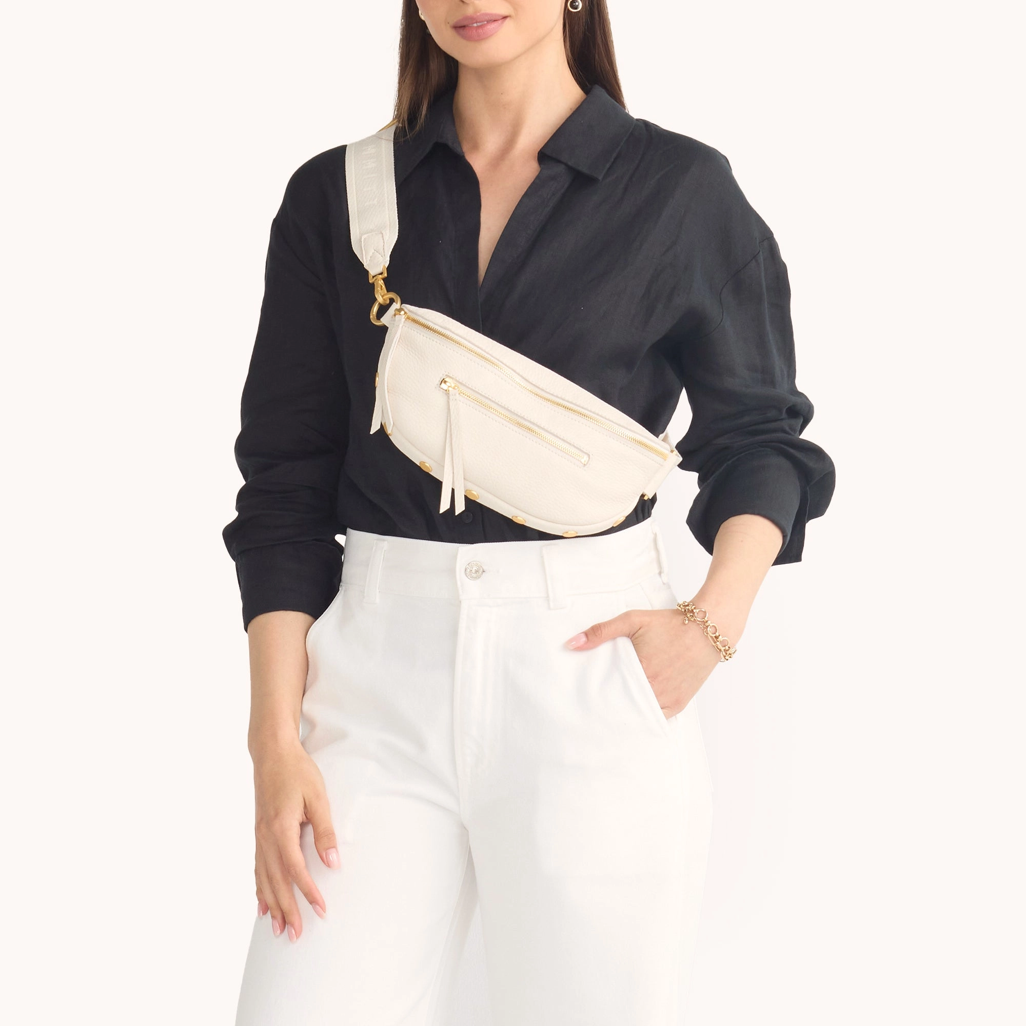 Charles Crossbody | Calla Lily White/Brushed Gold | Med