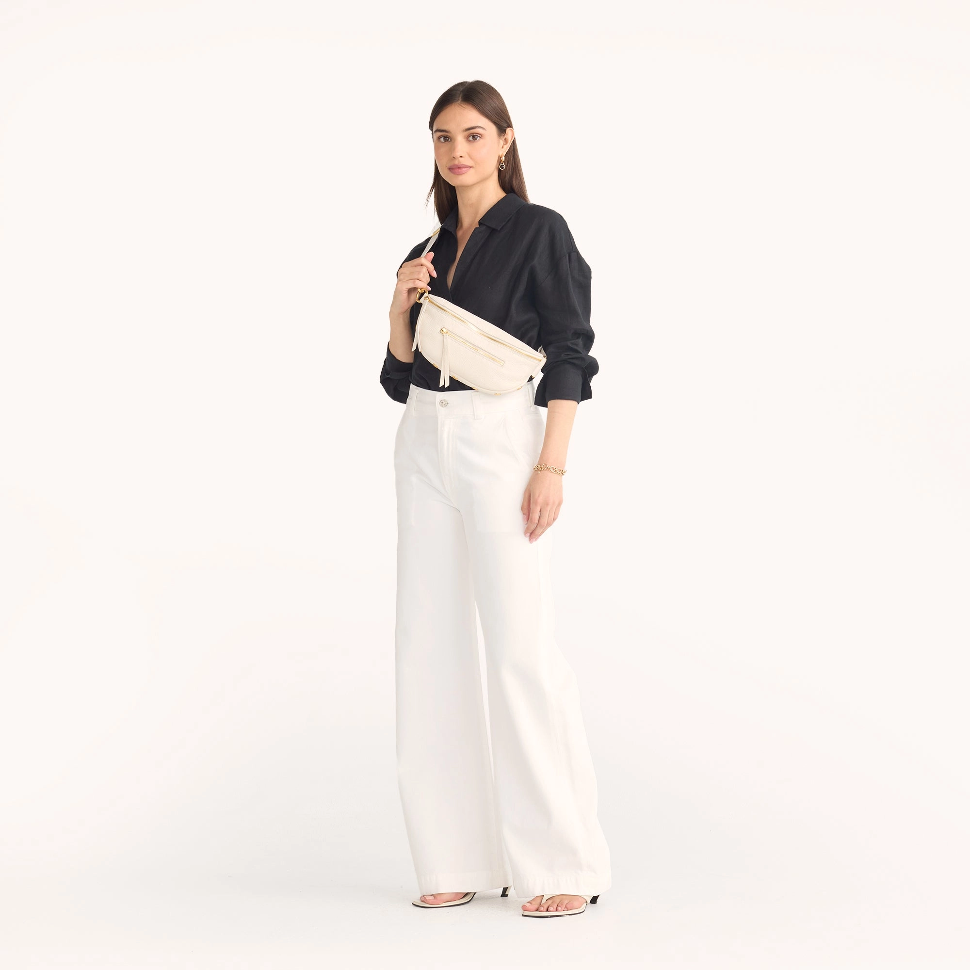 Charles Crossbody | Calla Lily White/Brushed Gold | Med