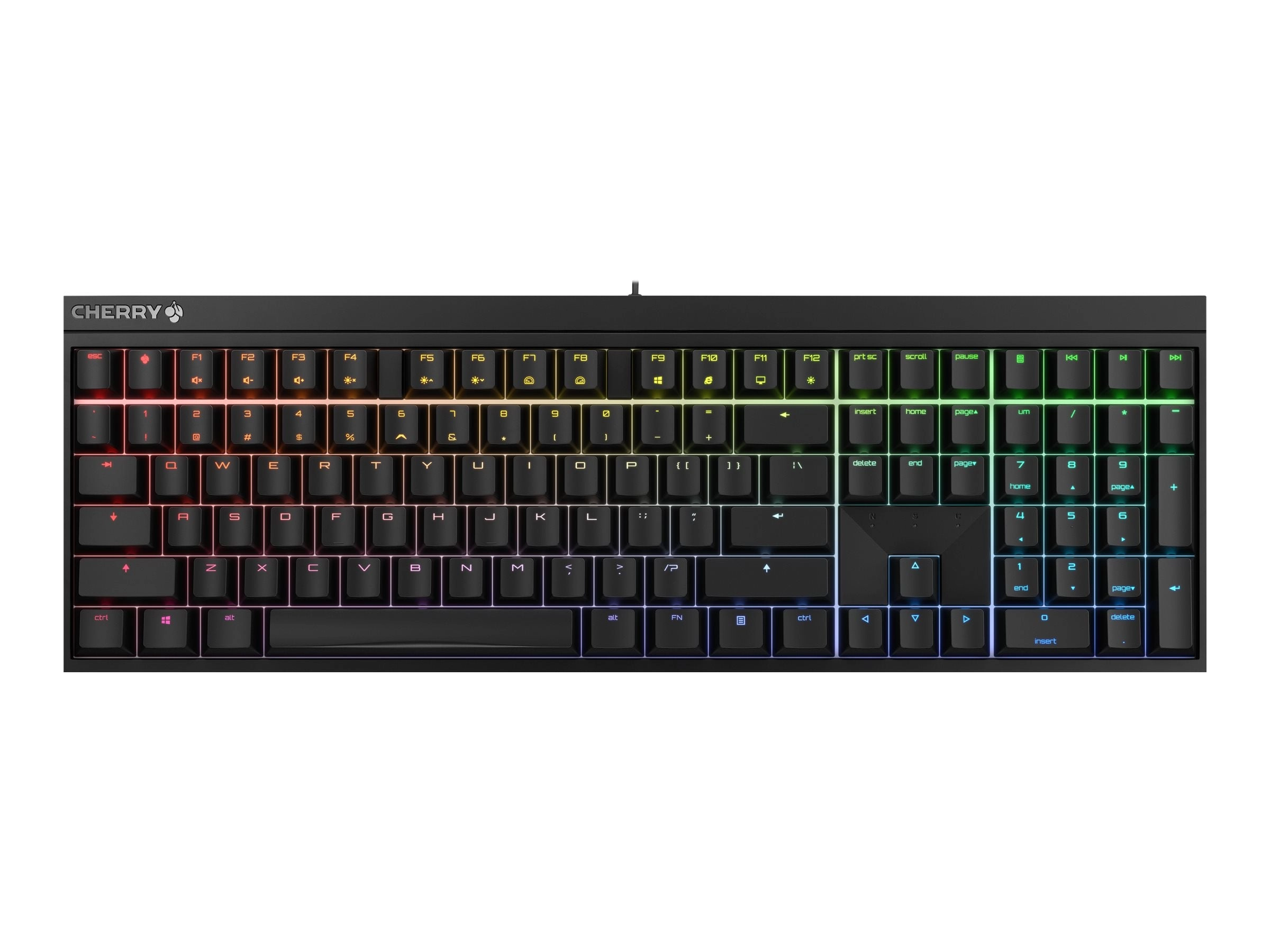 CHERRY XTRFY MX 2.0S - Keyboard - 100% - full size - backlit - USB - QWERTY - US - key switch: CHERRY MX2A Red - black G80-3821LJBUS-2