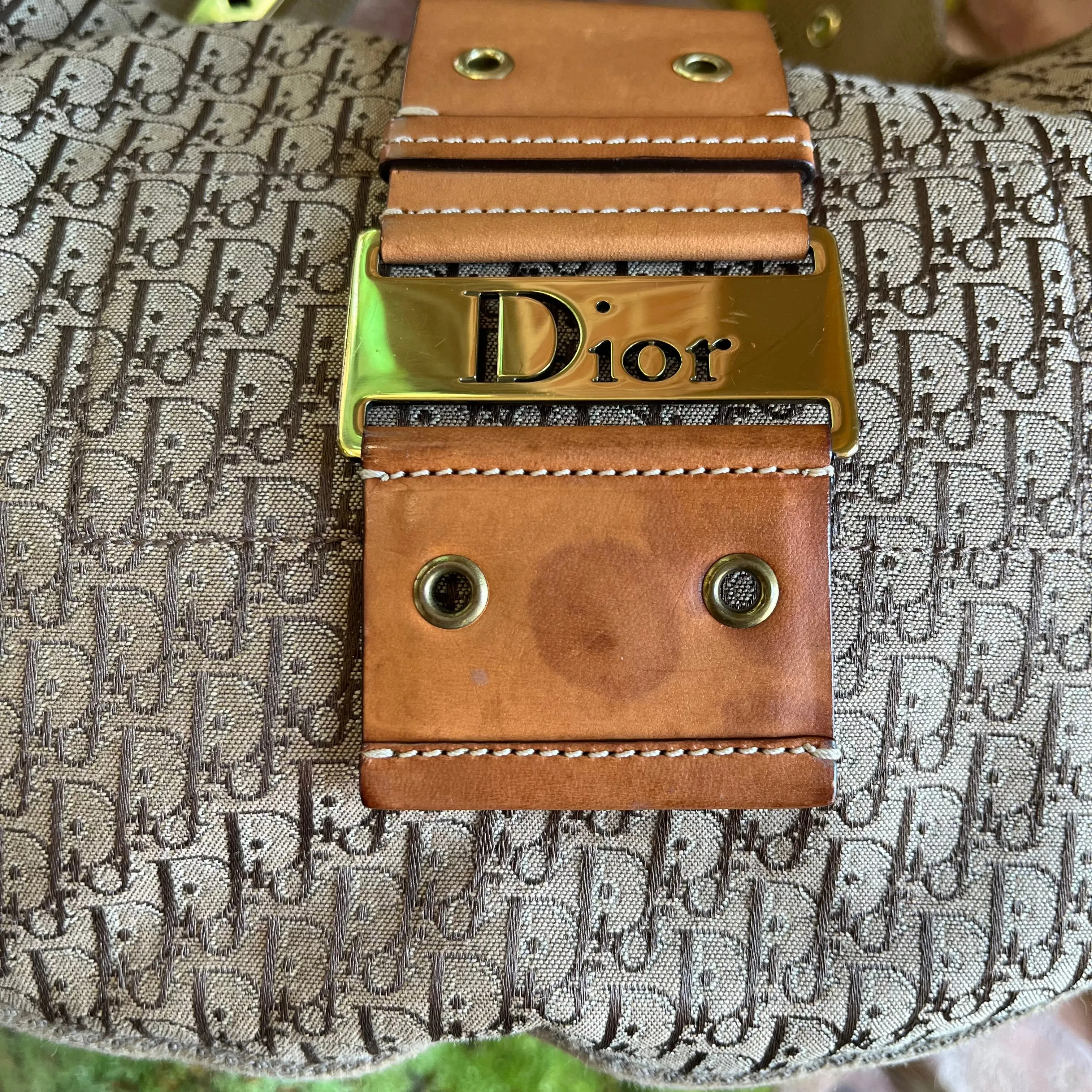 CHRISTIAN DIOR Diorissimo Half Moon Brown Canvas Hobo