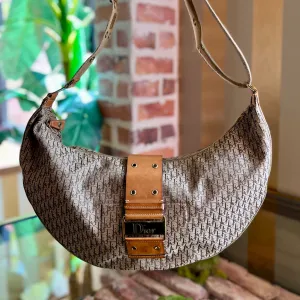 CHRISTIAN DIOR Diorissimo Half Moon Brown Canvas Hobo