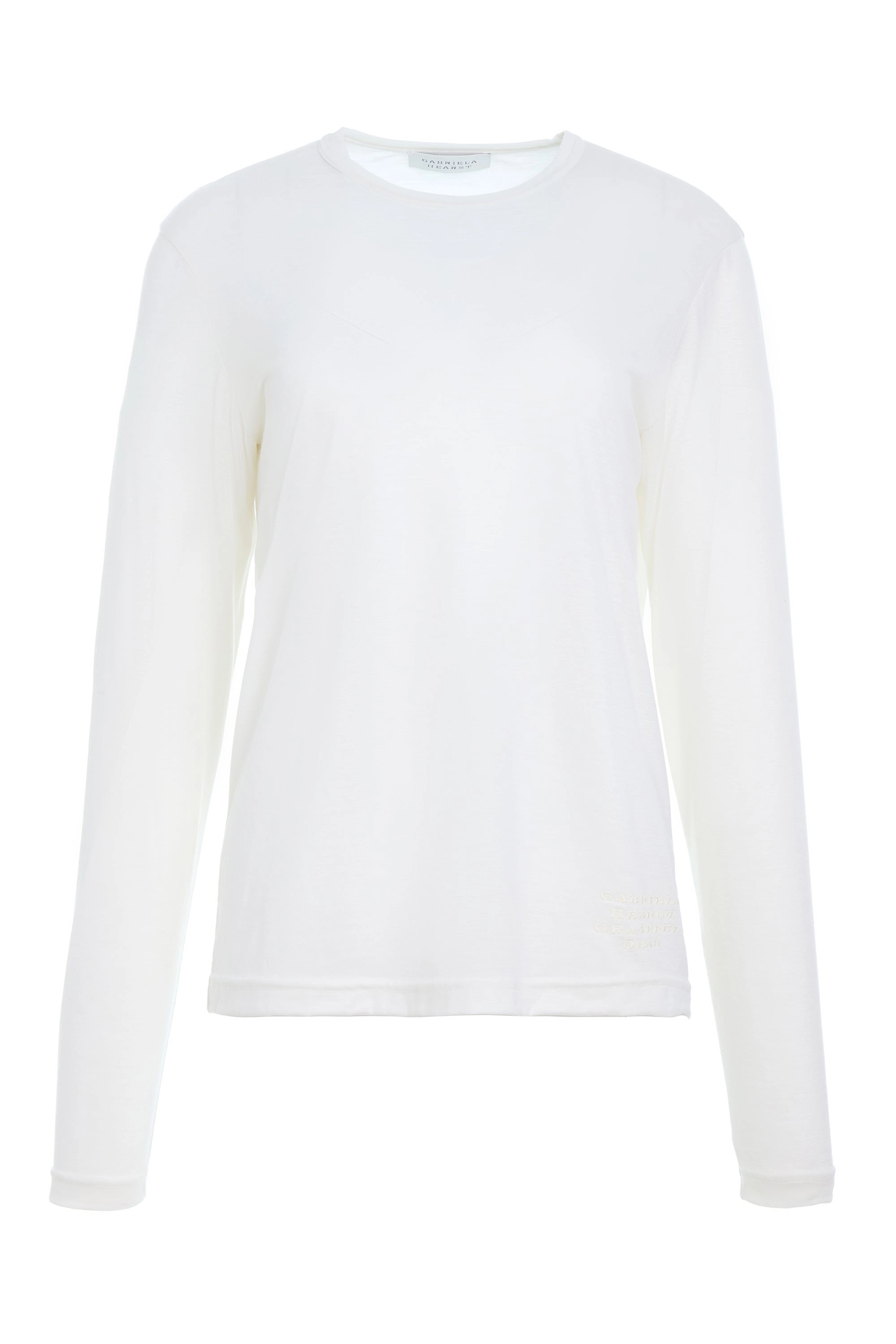 Combe Long Sleeve T-Shirt in Ivory Cashmere Jersey