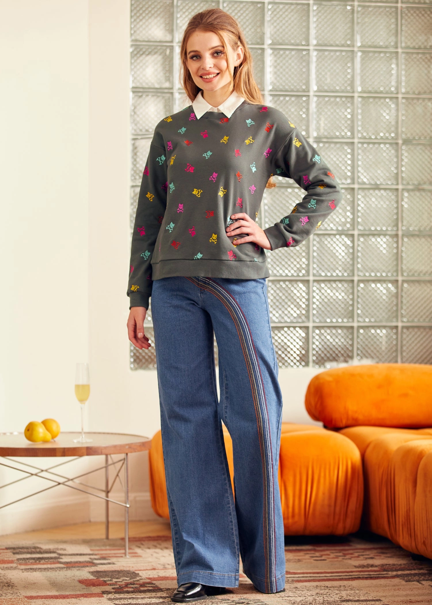Drive-In Diva Collar Sweatshirt