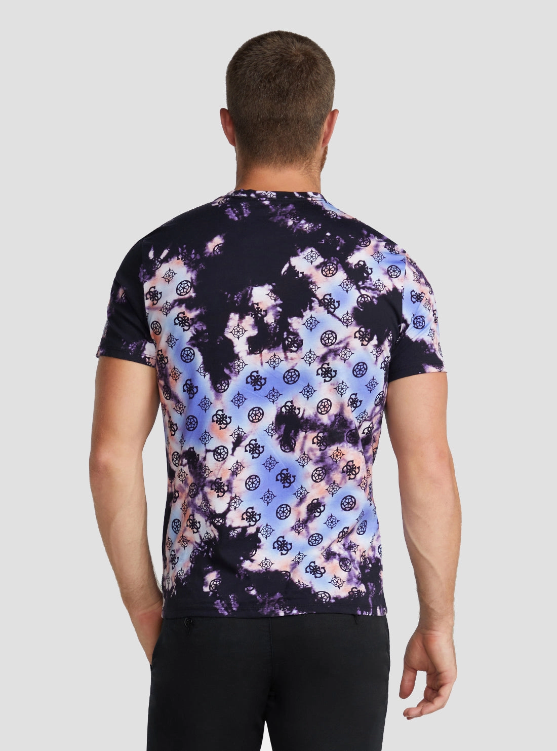 Eco Black Multi Tie Dye Peony Logo T-Shirt