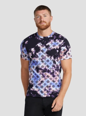 Eco Black Multi Tie Dye Peony Logo T-Shirt