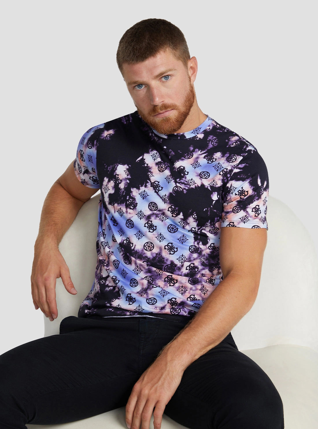 Eco Black Multi Tie Dye Peony Logo T-Shirt