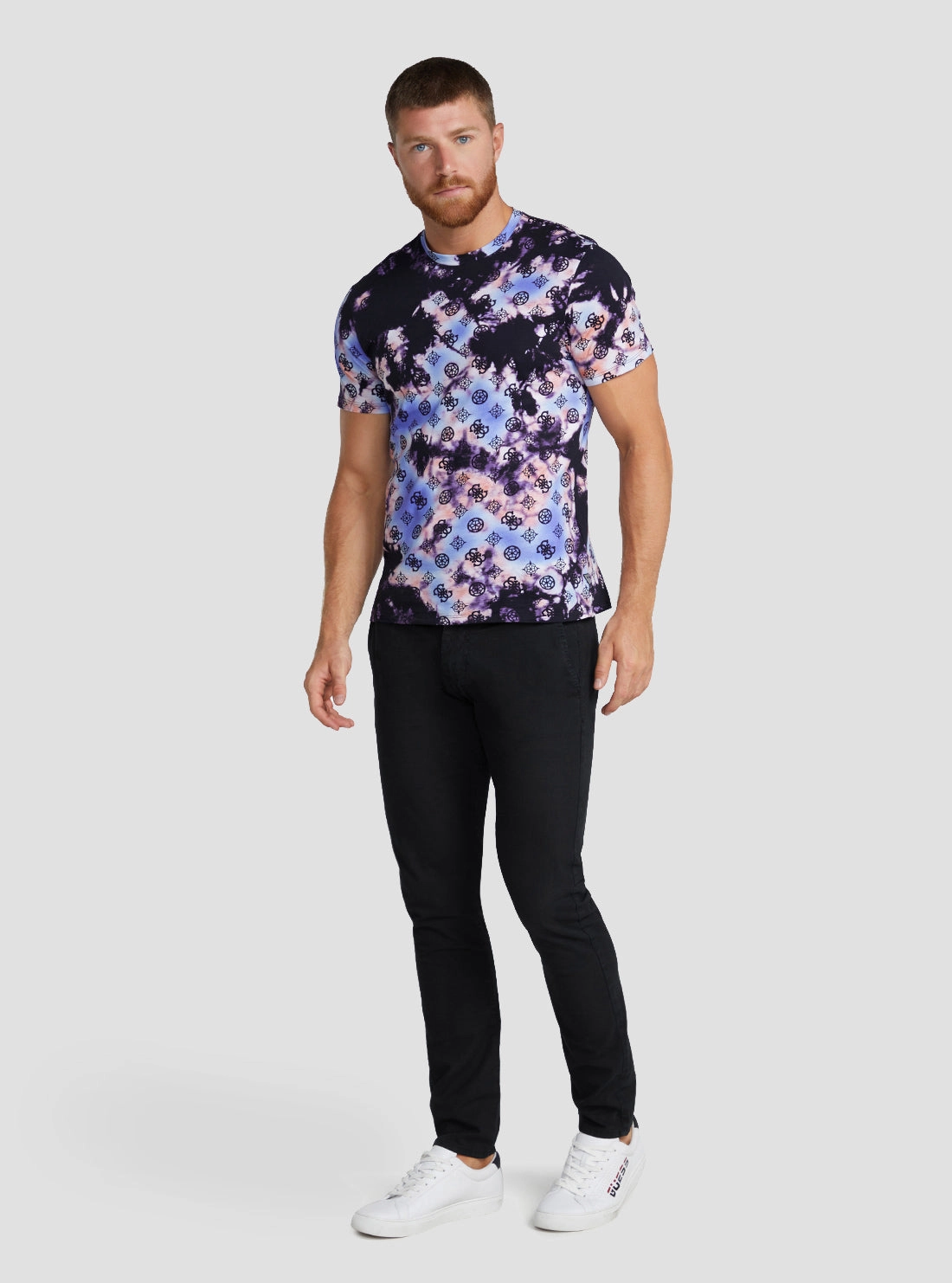 Eco Black Multi Tie Dye Peony Logo T-Shirt