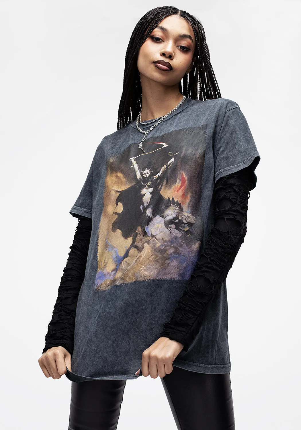 Frazetta Woman with Scythe Short Sleeve T-Shirt