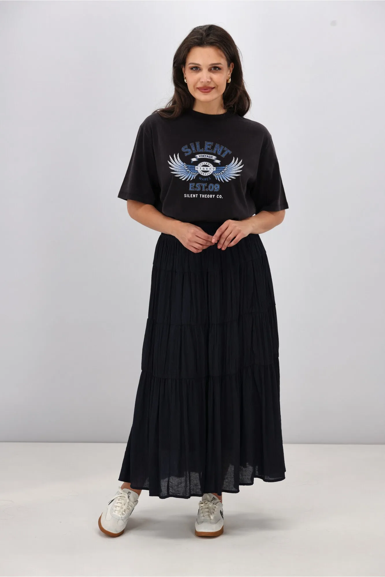 Gloss the Label Marlowe Shirred Detail Skirt Ink