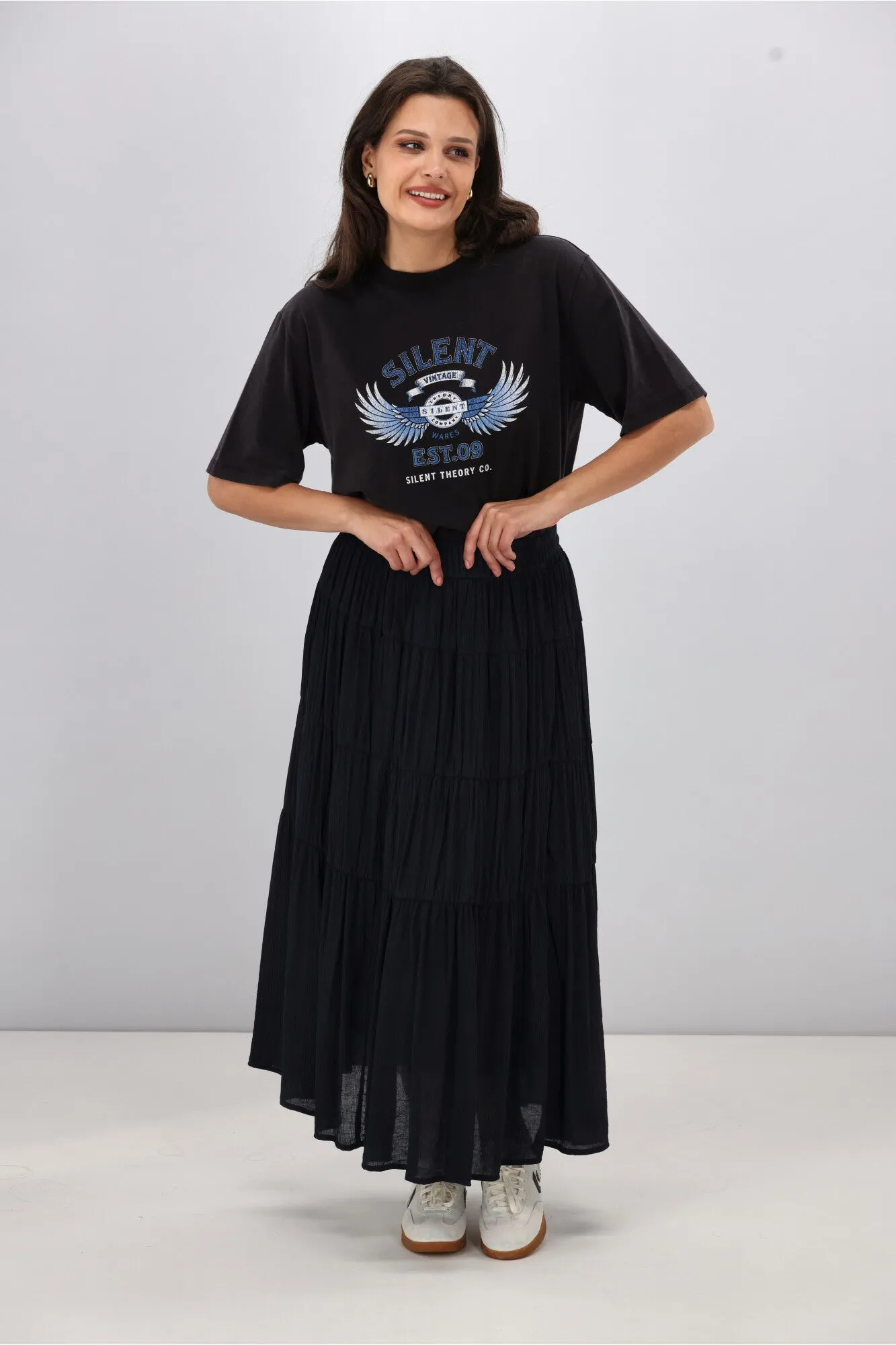 Gloss the Label Marlowe Shirred Detail Skirt Ink