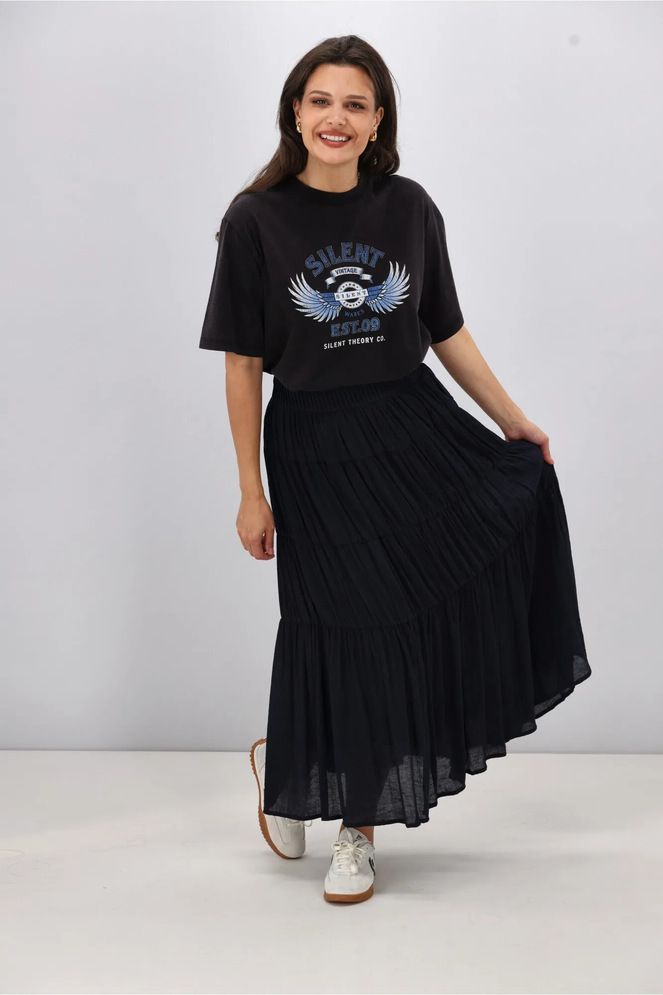 Gloss the Label Marlowe Shirred Detail Skirt Ink