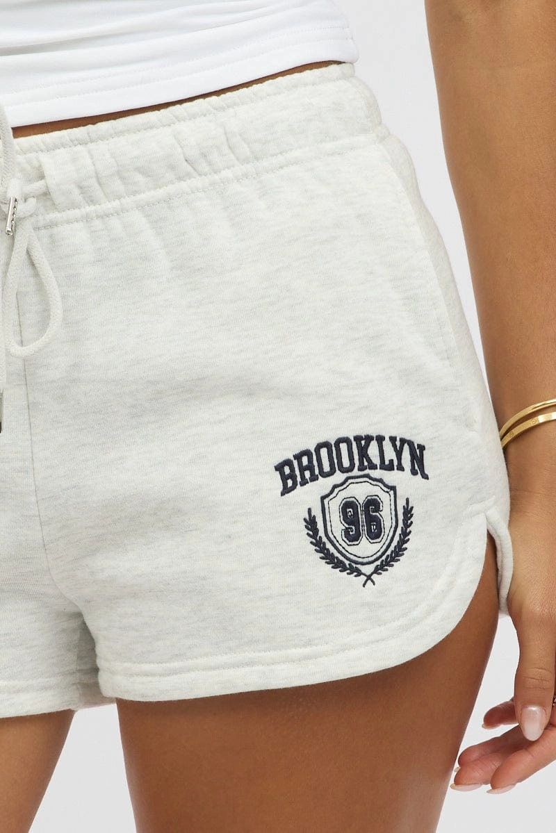 Grey Track Shorts Mid Rise