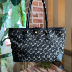 GUCCI Ophidia Medium Denim GG Monogram Tote Bag