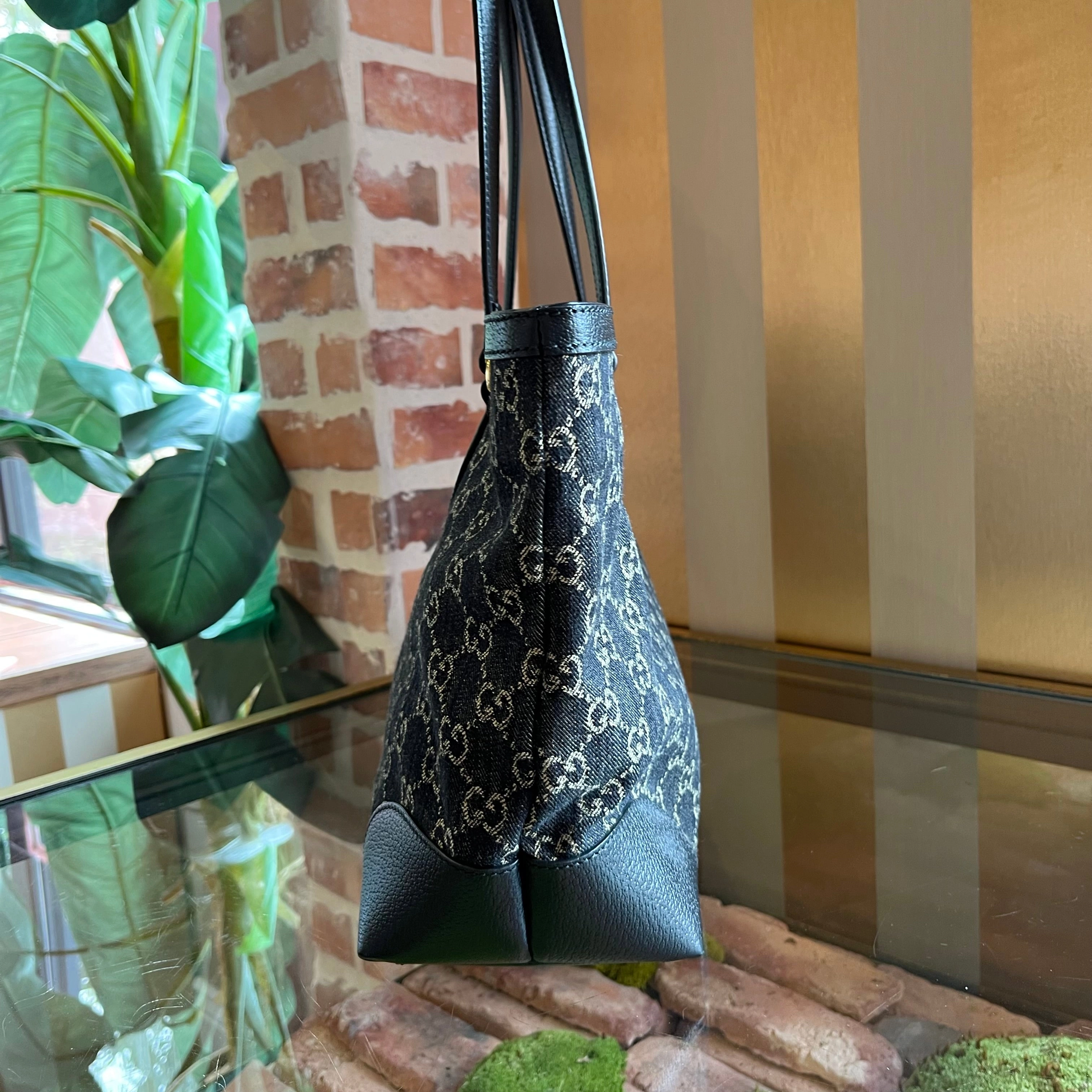 GUCCI Ophidia Medium Denim GG Monogram Tote Bag