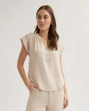 Linen Cap Sleeve Pullover - Linen Sand