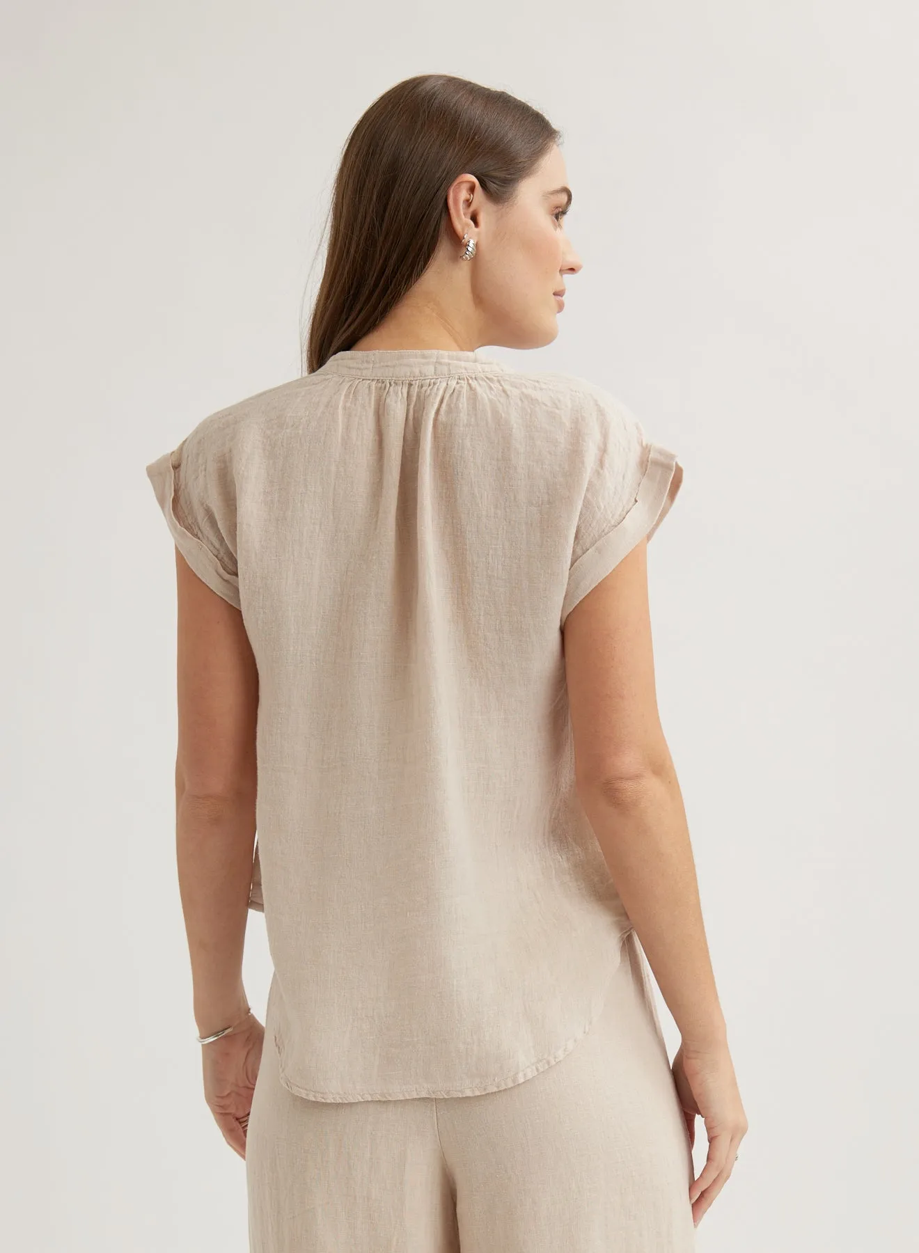 Linen Cap Sleeve Pullover - Linen Sand