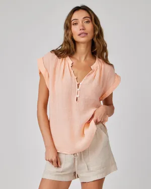 Linen Cap Sleeve Pullover - Peach Fizz