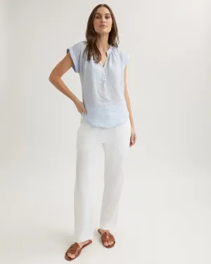 Linen Cap Sleeve Pullover - Perennial Blue