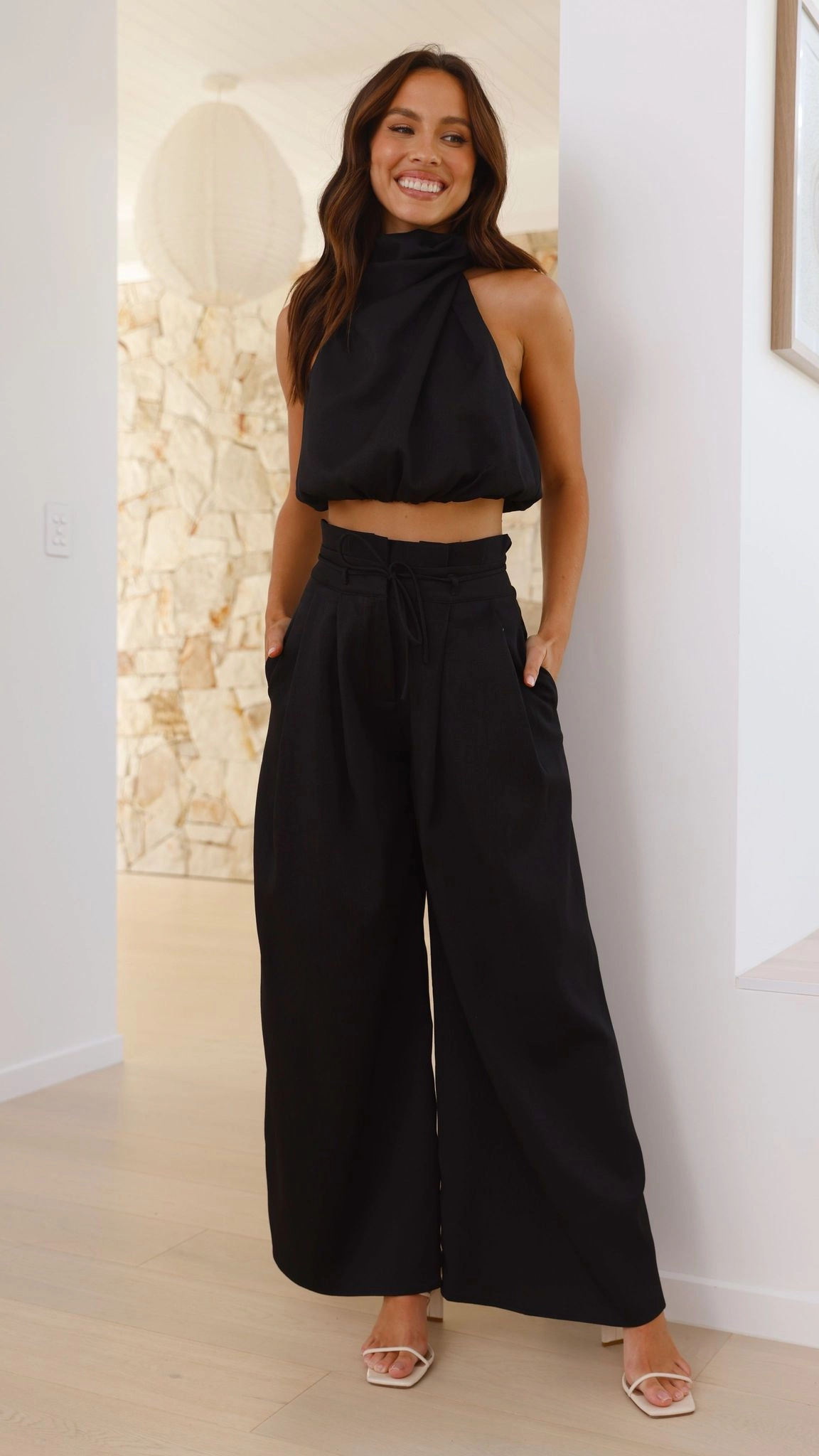 Melinda High Waist Pants - Black