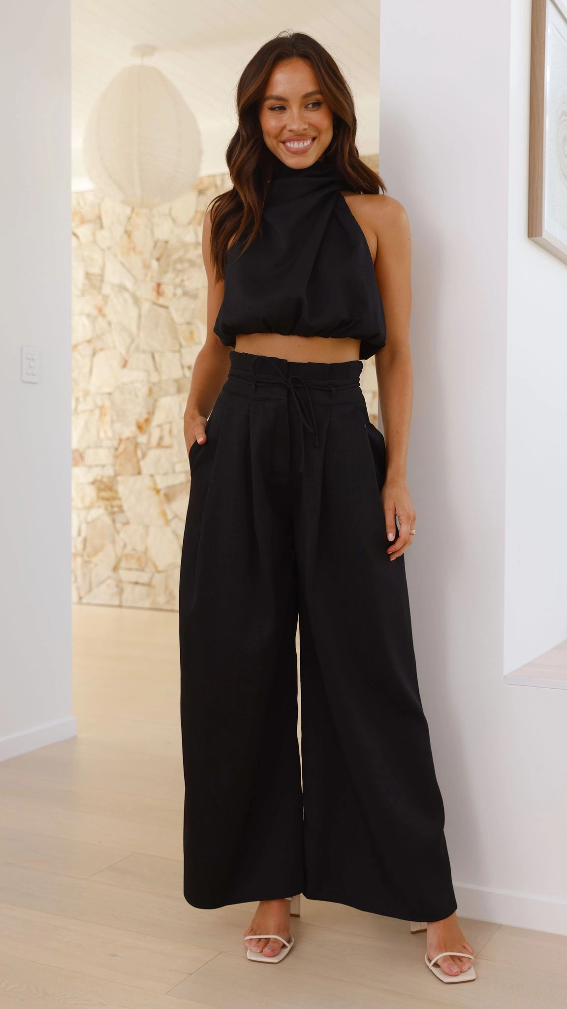 Melinda High Waist Pants - Black