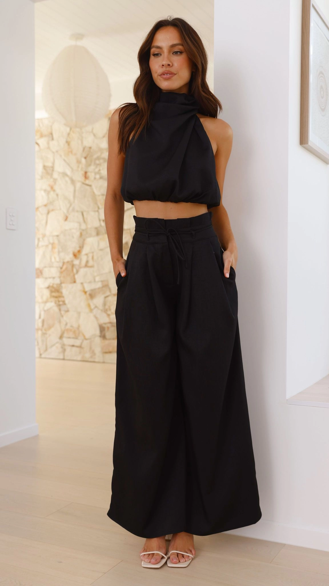 Melinda High Waist Pants - Black