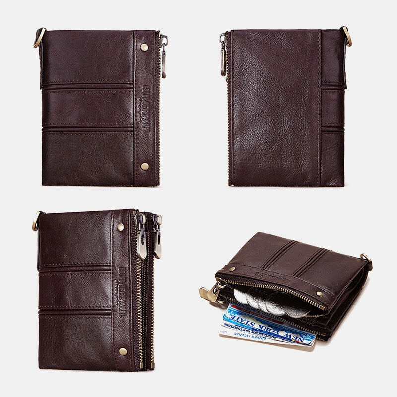 Men Genuine Leather Bifold RFID Anti-theft Multi-card Slot Retro ID Wallets Card Holder Money Clip Coin Purse Women Wallet