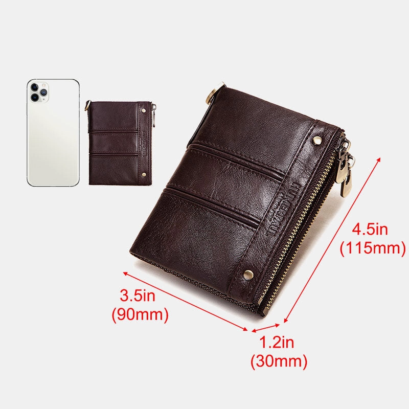 Men Genuine Leather Bifold RFID Anti-theft Multi-card Slot Retro ID Wallets Card Holder Money Clip Coin Purse Women Wallet