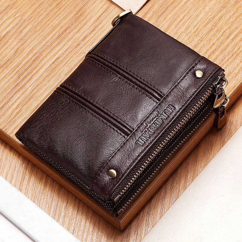 Men Genuine Leather Bifold RFID Anti-theft Multi-card Slot Retro ID Wallets Card Holder Money Clip Coin Purse Women Wallet