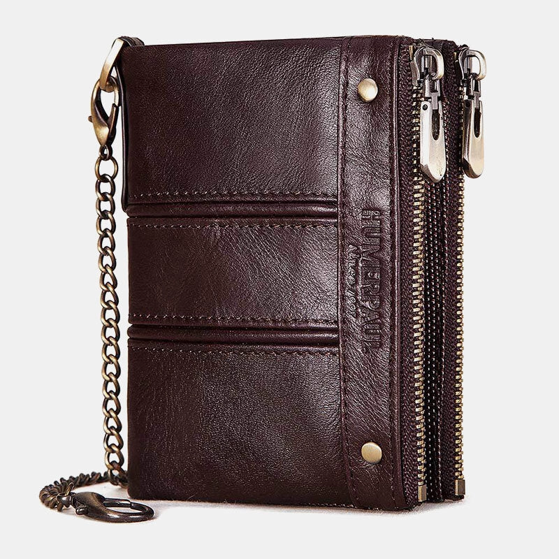 Men Genuine Leather Bifold RFID Anti-theft Multi-card Slot Retro ID Wallets Card Holder Money Clip Coin Purse Women Wallet