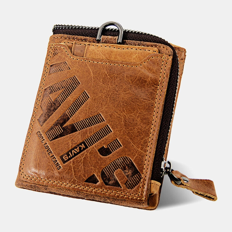 Men Genuine Leather Multifunction Retro Bifold Multi-card Slot Card Holder Coin Purse Wallet Money Clip
