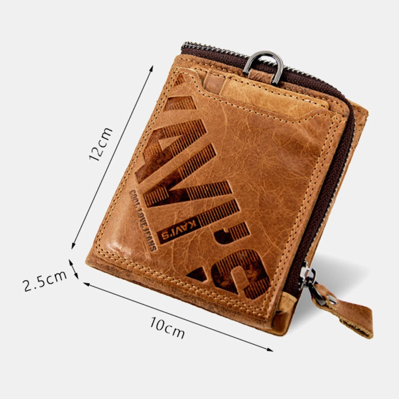 Men Genuine Leather Multifunction Retro Bifold Multi-card Slot Card Holder Coin Purse Wallet Money Clip