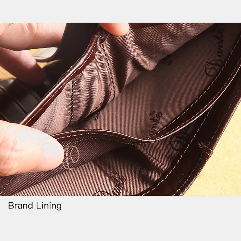 Men Genuine Leather Retro Bifold Thick RFID Anti-theft Card Holder Coin Purse Money Clip Cowhide Wallet
