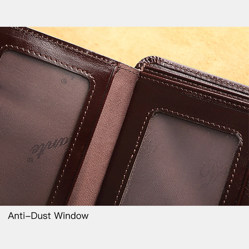 Men Genuine Leather Retro Bifold Thick RFID Anti-theft Card Holder Coin Purse Money Clip Cowhide Wallet