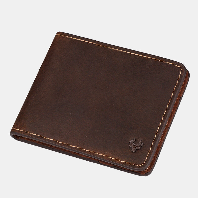 Men Genuine Leather RFID Anti-theft Foldable Retro Business Ultra-thin Card Holder Wallet
